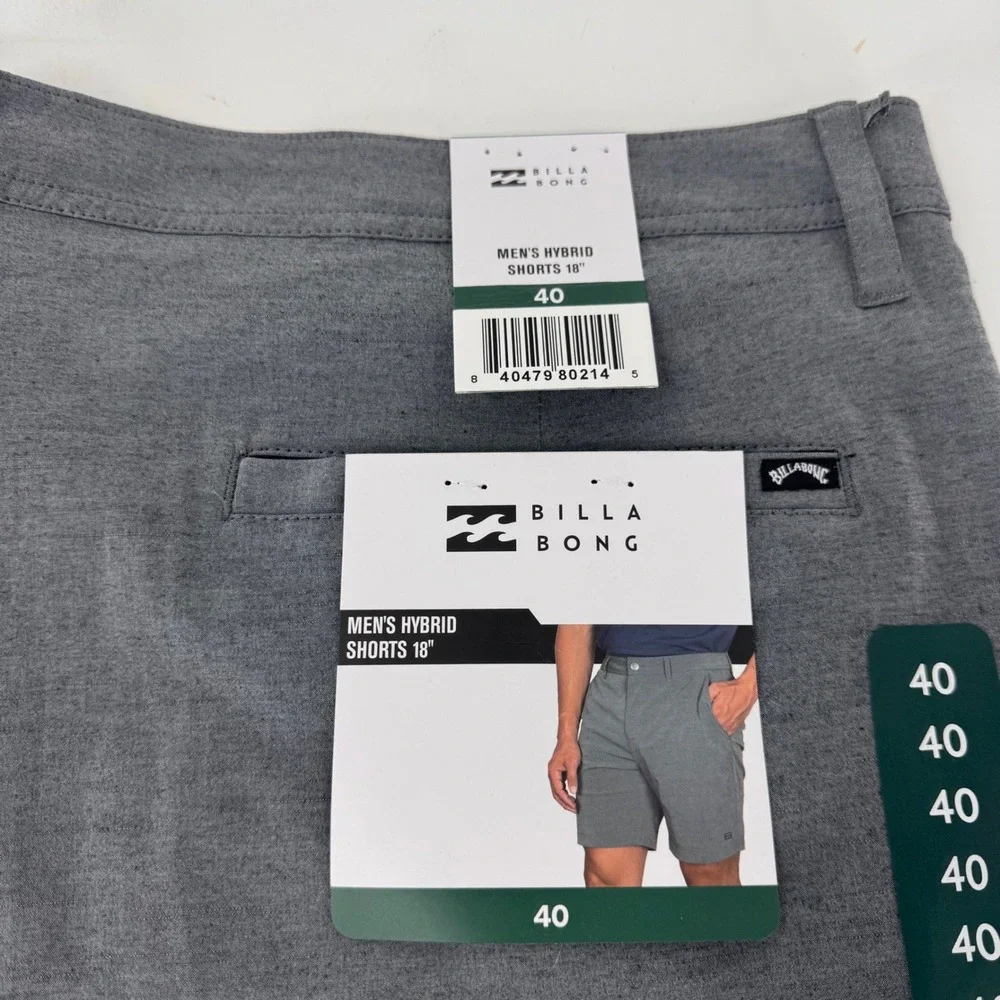 Billabong Mens Hybrid Shorts Charcoal‎ Grey Stretch Walk Shorts Size 40 NEW